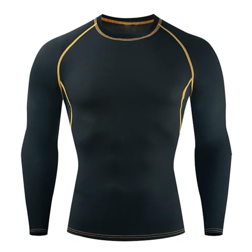 Kompressionsshirt Muskelshirt Eng anliegende Trainingskleidung für Herren, Sport- Fitnesskleidung, Laufkleidung, schweißableitend, schnell trocknend, langärmeliges T-Shirt-Oberteil Stoma (Yellow, XXL) Kompressionsshirt Muskelshirt Eng anliegende Trainingskleidung für Herren, Sport- Fitnesskleidung, Laufkleidung, schweißableitend, schnell trocknend, langärmeliges T-Shirt-Oberteil Stoma (Yellow, XXL)