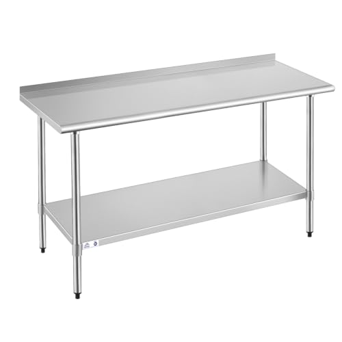 Image of Stainless Steel Table for Prep & Work with Backsplash 24x72 Inches