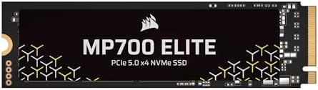 Corsair MP700 Elite 4TB PCIe 5.0 NVMe M.2 SSD – Up to 9,400 MB/s Read, 8,100 MB/s Write, Gen5 Speed for PC & Laptop – Black