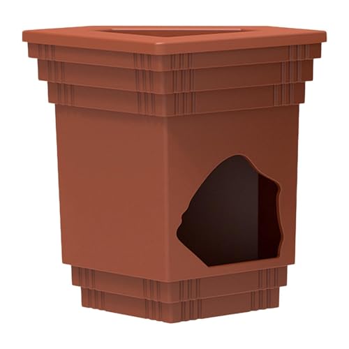 Reptile Hideout Shelter Hanging Building Ornament Humidifying Cave Terrarium Habitat for Leopard Gecko Turtle Aquarium Decor, Brown