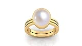 AYUSH GEMS Anillo de oro con perla natural de 5 quilates y perla natural original certificada Moti ajustable astrológico panchhdhaatu/Ashtadhatu para hombres y mujeres