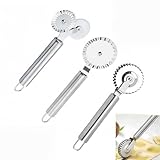 3 PCS Stainless Steel Pastry Wheel Cutter/Ravioli Cutter/Pizza Cutter Wheel Set,Fluted Pasta Crimping Wheel...