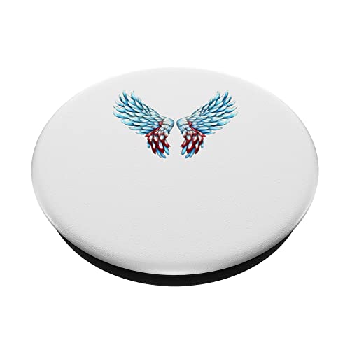 Veterans day, 4th of July patriotic wings angel usa flag PopSockets Swappable PopGrip, Black - Image 2