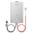 CAMPLUX Tankless Water Heater, 4.22 GPM Propane Water Heater Gas, 110,000 BTU Outdoor Camping Water Heater, Propane Shower, Gray