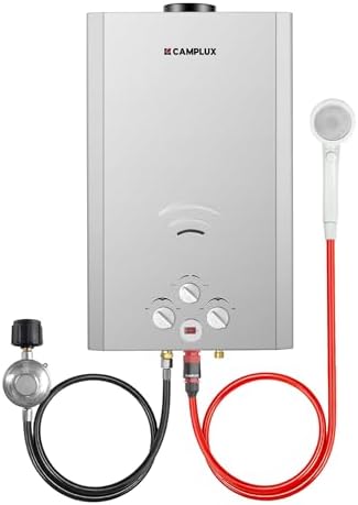 best tankless water heater for outdoor shower that will surprise you 7 CAMPLUX Tankless Water Heater, 4.22 GPM Propane Water Heater Gas, 110,000 BTU Outdoor Camping Water Heater, Propane Shower, Gray