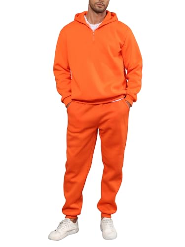 JIHUILAI Men Track Suits 2 Piece Set Quarter Zip Hoodie Sweatpants Jogging Suits Causal Athletic Men's Sweatsuits