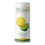 FIT SODA NATURAL - Sparkling Citrus Zero Calorie ALL NATURAL Soda, Hydrating Electrolytes & BCAAs fo