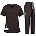 Nurse Uniforms Women Set Jogger Short Sleeve Medical Work Cargo Plus Size V-Neck Stretch Petite 2 Pcs Wide Leg Stretchy Quick Dry Wide Leg Scrubs Pantalones De Enfermera para Mujer,Brown,Large