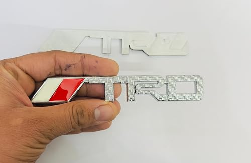 Image of Emblems for Car & Bike Metal Lo.go and Grill Me.tal Lo.go, Auto Accessories for Car Emblem 3D Badge Auto Racing Sport Sticker Grand Tourer Decal. (Long New Silver TRD Logo.)