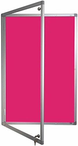 Tamperproof Noticeboard Aluminium Frame Charles Twite Felt Class 1 Fire Rated 1200x900mm, Splendid Pink