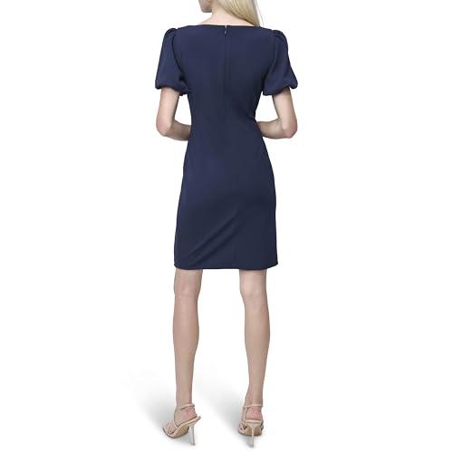 Image of DKNY Women's Short Sleeve Boat Neck Side Ruched Dress