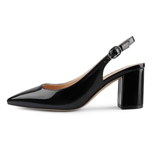 Image of JOY IN LOVE Women's Pointed Toe Chunky Block Heel Pumps | 2.5 inch Block Heels, Comfortable Dress Shoes, Ideal for Office Work, Formal Events, Party and Wedding