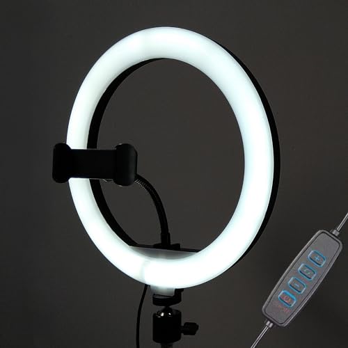 TronicXL Grand anneau lumineux sans trépied RingLight avec support pour téléphone portable pour trépied 1/4 pour appareil photo en streaming vidéo Smartphone TikTok Compatible avec Apple iPhone