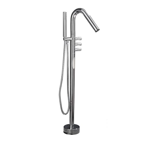 WRJAHCG Latón Grifo De Pie para Bañera Exenta,Monomando Caliente O Frío Grifo Bañera Y Ducha,Modernos Grifo Suelo Bañera Alcachofa De Mano,A:Chrome