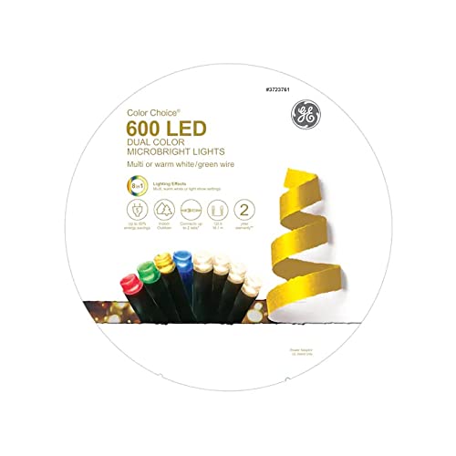 GE StayBright® Color Choice Multifunction LED MicroBright Lights, 600ct, Multi/Warm White 93961LO