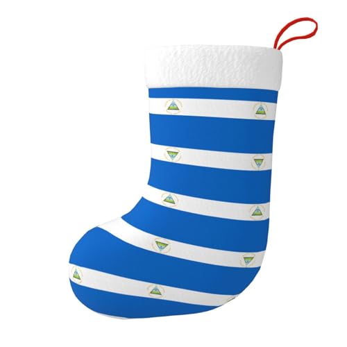 SMAZDFXX Chaussettes de Noël imprimées du drapeau du Nicaragua, chaussettes décoratives pour les fêtes, à accrocher au sapin de Noël
