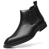 SANNAX Men's Chelsea Boots Classic Business Leather Shoes Casual Dress Ankle Boot