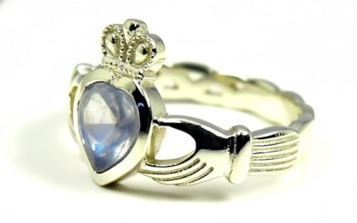 Image of Choose Your Color Natural Gemstone Irish Claddagh Silver Ring Friendship Love 55 Carat Brand Size 5 to 12