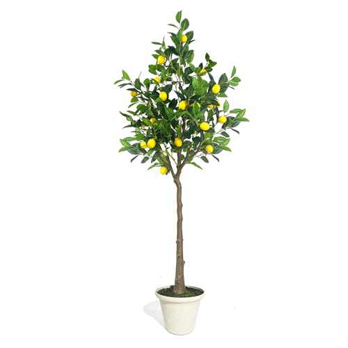 Artificial Lemon Tree, 5FT Fake Lemon Plant, Faux Lemon Tree with Realistic Trunk and Lifelike...