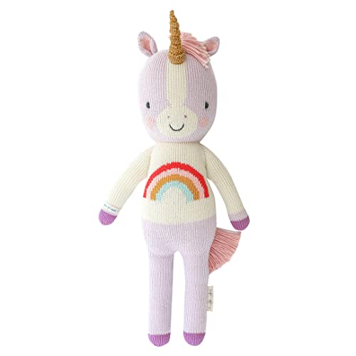 Image of cuddle + kind Zoe The Unicorn Little 13" Hand-Knit Doll – 1 Doll = 10 Meals, Fair Trade, Heirloom Quality, Handcrafted in Peru, 100% Cotton Yarn