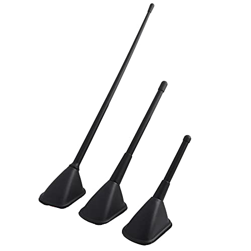 Antena decorativa para coche con diseño antiestático negro y base adhesiva, pack de 3