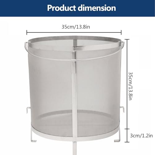 400 Micron Stainless Steel Hop Filter Strainer with Hook - Durable Homebrew Grain Basket for Beer, Wine & Hops - Ideal for Craft Breweries & Home Brewing
