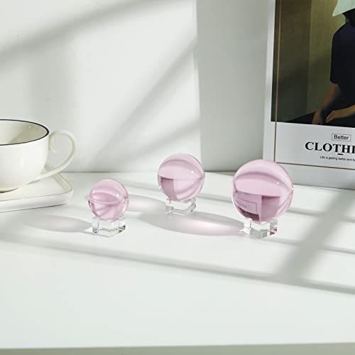 Longwin 50Mm(2 Inch) K9 Solid Crystal Ball With Free Stand Suncatcher (Pink) #TOP3