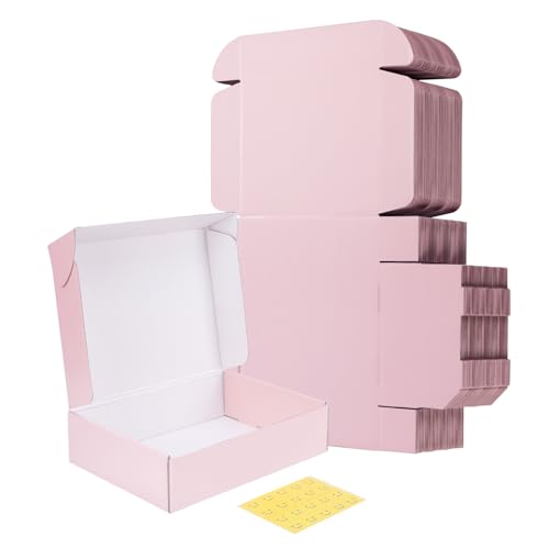 Image of RLAVBL 12x9x3 Shipping Boxes Set of 20, Pink Corrugated Cardboard Box for Packing, Mailing, Business, Gift