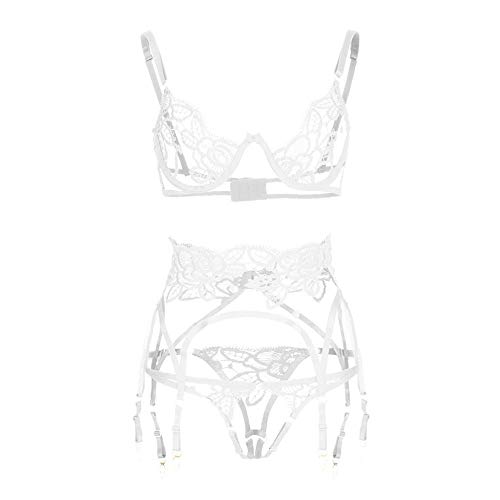 Ensemble de lingerie broderie en dentelle transparente qui valorise les courbes