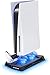 Vertikaler Ständer mit Lüfter für Playstation 5 Digital Edition/PS5 Ultra HD, 2 Dock Controller Ladestation für PS5 DualSense Controller, 3 USB-Anschlüsse, Kühlsystem für PS5