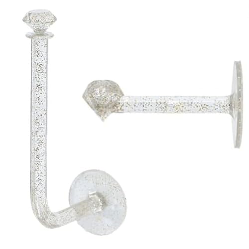 Transparent Gold Powder Adhesive Scrunchies Holder Organizer, 2 Pcs, Hair Accessories Organizer, Wall Hooks, Headband Hairband Hair Ties Holder for Women Girls