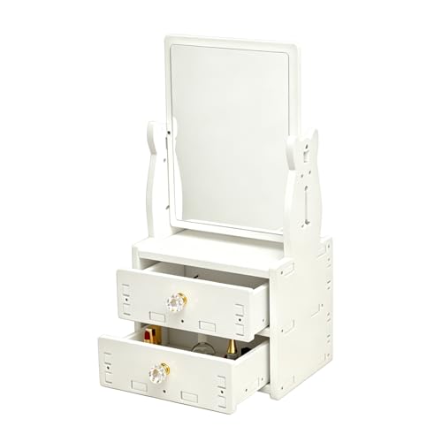 Espejo de maquillaje de mesa rectangular con almacenaje