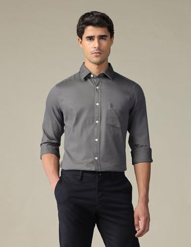 Image of U.S. Polo ASSN. Solid Tailored Fit Cotton Shirts for Men - 100% Cotton, Full Sleeve Mens Casual Shirts