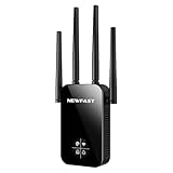NEWFAST Ripetitore WiFi Potente AC1200Mbps WiFi Extender Dual Band 2.4G/5GHz con 4 Antenne, Supporta 3 Modalità