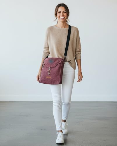 Image of The House of tara Sturdy Cotton Canvas Messenger Bags for Men and Women | With two Magnetic Snap Buttons Flap Closure, Adjustable Body Strap & Multiutility Lobster Hook (Vintage Wine)