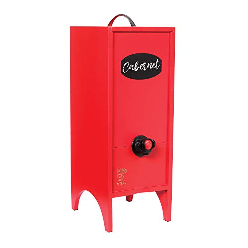 Product Image of the Wine Nook Decorative Box Wine Dispenser Cocktail Beverage Dispenser Wine Storage Holder for Kitchen Bar Countertop, Wine Carrier and Wine Party, Red, 3 Liters, Chalk Included