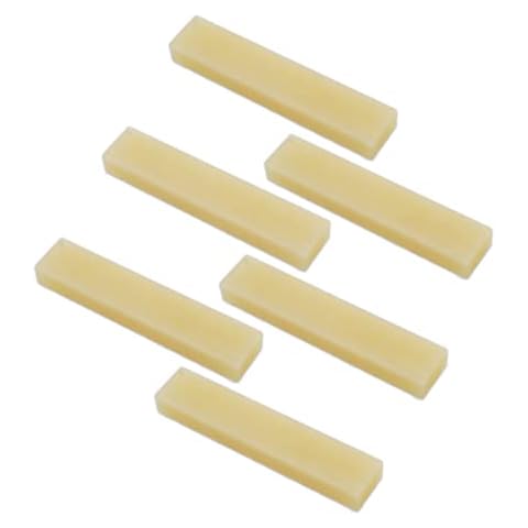 Cheerock 6Pcs Unbleached Guitar Bone Nuts, Blank Guitar Bridge Saddle and Nut, Pure Bone Nut for Electric Bass Acoustic Classical Guitar Mandolin Banjo Ukulele DIY Cover