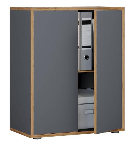 VCM Holz Büroschrank Ordner Aktenschrank Büromöbel Schrank Salia 2-Fach Breite 60 cm Drehtüren