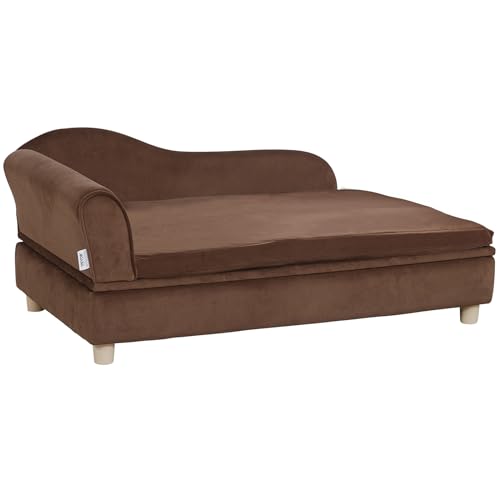 VEVOR Haustiersofa, Hundecouch für große Hunde und Katzen, weiches, samtiges Hundesofabett, 50 kg belastbares Katzensofa, Hundebett Haustierbett Dunkelbraun