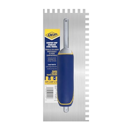 QEP Comfort Grip Stainless Steel Trowel Square-Notch 1/4" x 3/8" x 1/4" by QEP - Image 3