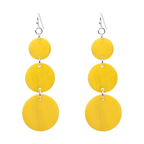 Jules D. Colorful Dangle Earrings Natural Shell Cluster