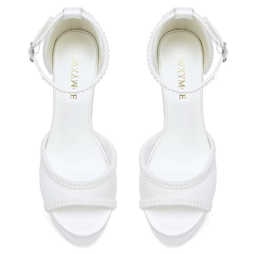 Platform Heels Wedding Shoes for Bride Ankle Strap Bridal Heeled Sandals Wedding Heels2