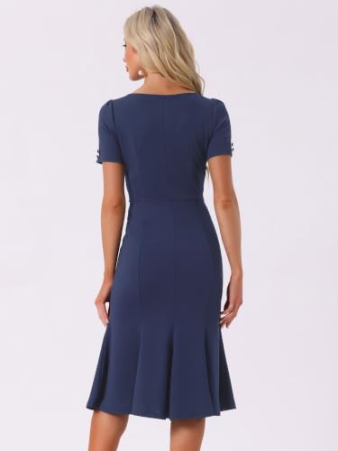 Image of Allegra K Vintage 50s Dress for Women's Retro Cocktail Work Mermaid Midi Dress