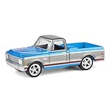 Greenlight 1/64 1972 Chevy C10 Cheyenne Short Bed Pickup Truck, Blue/Gray, Hobby Exclusive 30567