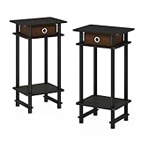 Furinno Turn-N-Tube Juego de 2 Mesitas de Noche, Espresso