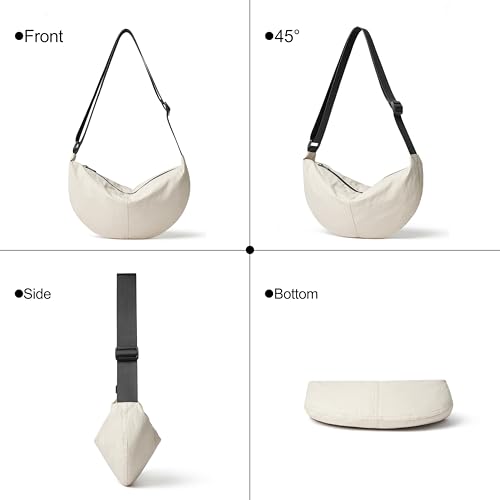Image of Nylon Crossbody Bag For Women Men Casual Lightweight Crescent Shoulder Hobo Purse With Wide Adjustable Strap