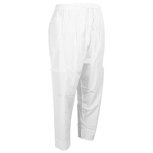 TOPINCN Muslim Pants Trousers Clothes Polyester Saturday Pants Afghan Loosestyle Afghanistan Cotton Polyester Cotton Mid Waist Waist Type Loose Suncatcher Supplies (L) White2