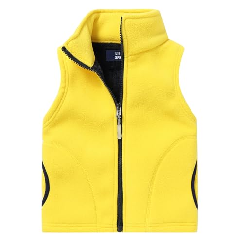 Image of LittleSpring Kids Fleece Vest with Fur Lined Zip Up Warm Thickening Winter Sleeveless Jacket