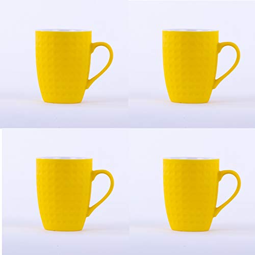 Homevibes Juego De 4 Tazas De Ceramica De Desayuno, Tazas para Infusiones, Taza Mug Ceramica, Set de 4 Tazas para Cafe o Te (Amarillo)