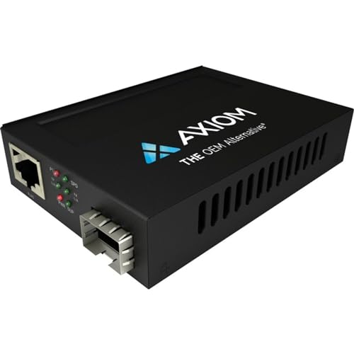 Axiom Memory - MCP32-T2-SFP-AX - Axiom 1Gbs POE+ RJ45 to SFP Fiber Media Converter - Open SFP Port - Network (RJ-45) - 1x PoE+ (RJ-45) Ports - Gigabit Ethernet - 10/100/1000Base-TX, 1000Base-FX - 1 x